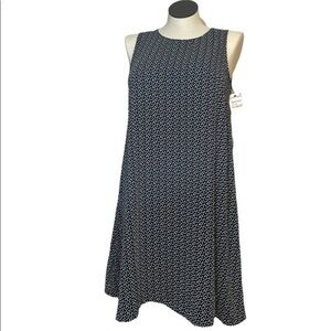 Halogen womens dress Navy Ivory C Dots Heart NWT polyester size Medium